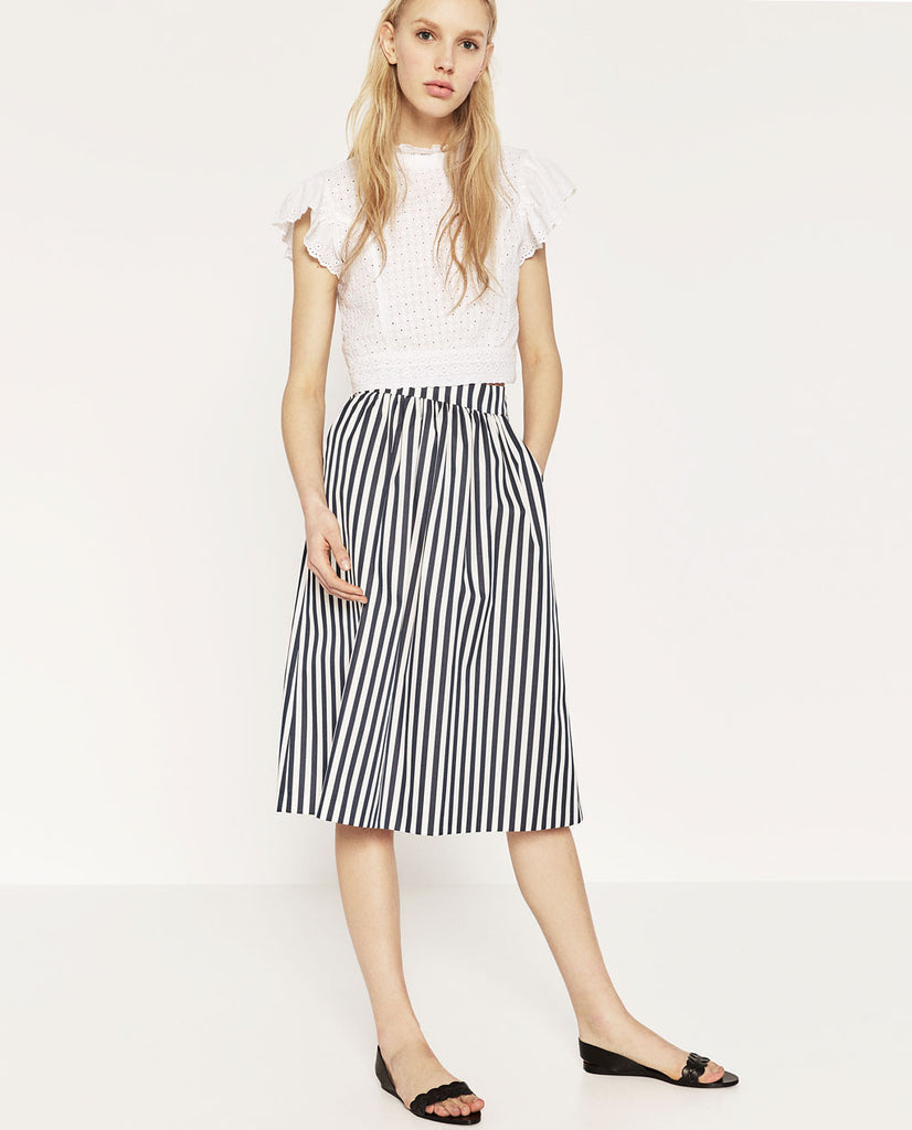 STRIPED TAFFETA SKIRT
