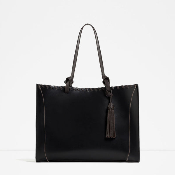 TASSELLED LEATHER TOTE