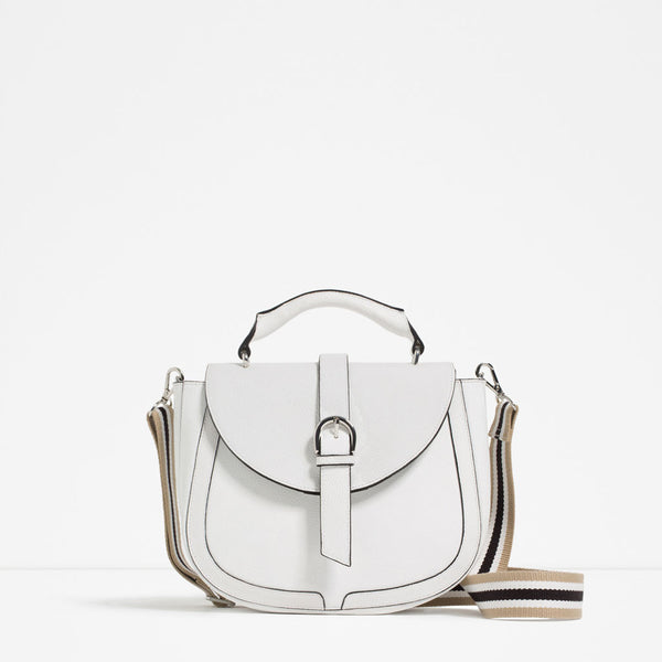 LEATHER CROSS BODY BAG WITH HANDLE DETAIL