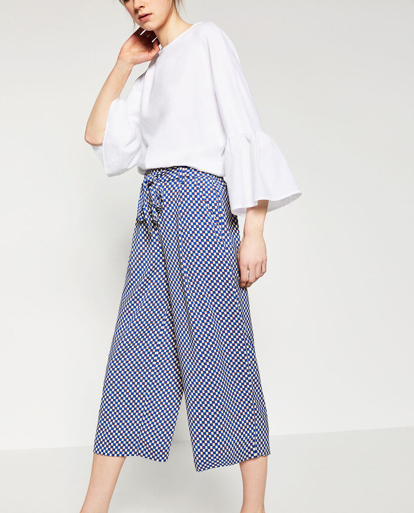 CROPPED FLOWING STRIPED TROUSERS