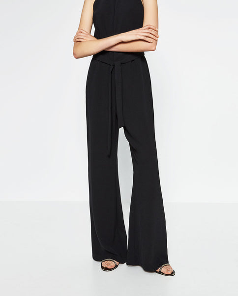 CREPE JUMPSUIT WITH BELT