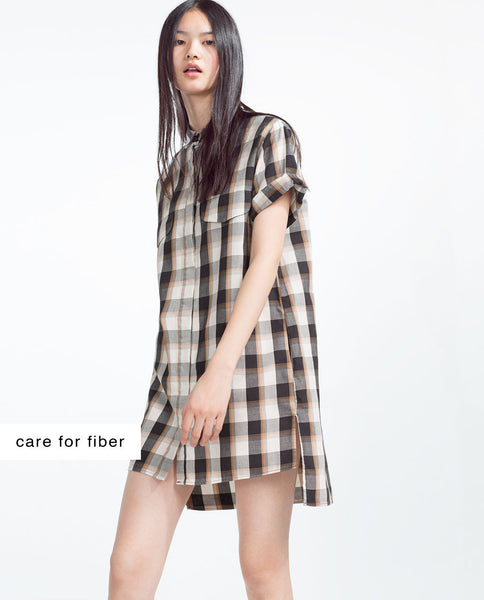 CHECKED ORGANIC COTTON DRESS