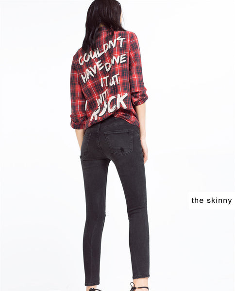 SKINNY MID-RISE TROUSERS